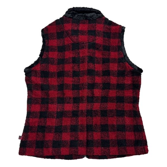 WOOLRICH PLAID Faux Fur Fleece Vintage Y2K Designer Fall Vest Womens Large - Picture 3 of 6